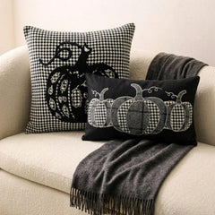 Black Jacquard Decorative Throw Pillow Cover - Classic Pumpkin