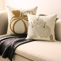 White Linen Modern Decorative Throw Pillow Cover - Pearl Kissed Pumpkin