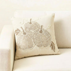 White Linen Modern Decorative Throw Pillow Cover - Pearl Kissed Pumpkin