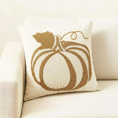 Gold Linen Modern Pumpkin Decorative Throw Pillow Cover - Bejeweled Pumpkin