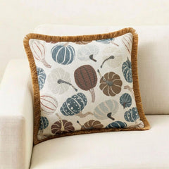 Brown Woven Jacquard Decorative Throw Pillow Cover - Cinnamon Pumpkins