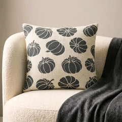 Black Jacquard Decorative  Throw Pillow Cover - Noir Pumpkin