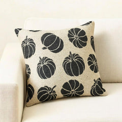 Black Jacquard Decorative  Throw Pillow Cover - Noir Pumpkin