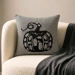 Black Jacquard Decorative Throw Pillow Cover - Classic Pumpkin