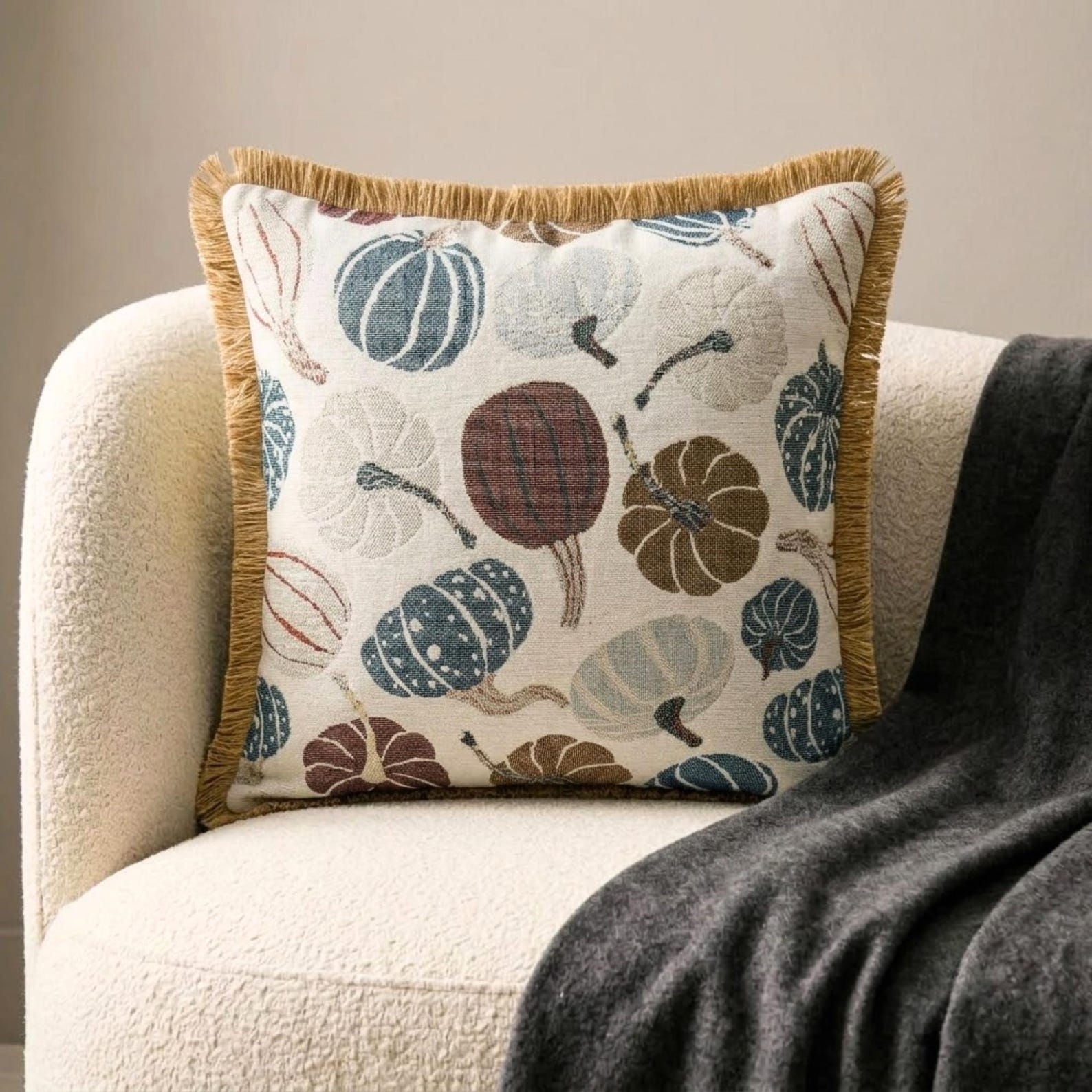 Cinnamon Pumpkins Throw Pillow Cover