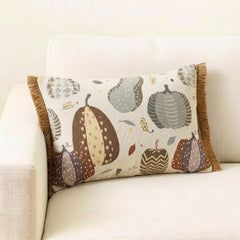 Purple Woven Jacquard Decorative Lumbar  Pillow Cover - Cozy Pumpkins