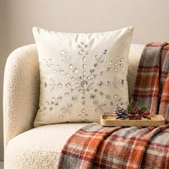 White Velvet Decorative Throw  Pillow Cover - Crystal Flake