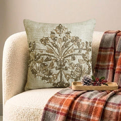 Gold Jacquard Decorative  Throw Pillow Cover - Deco Flake