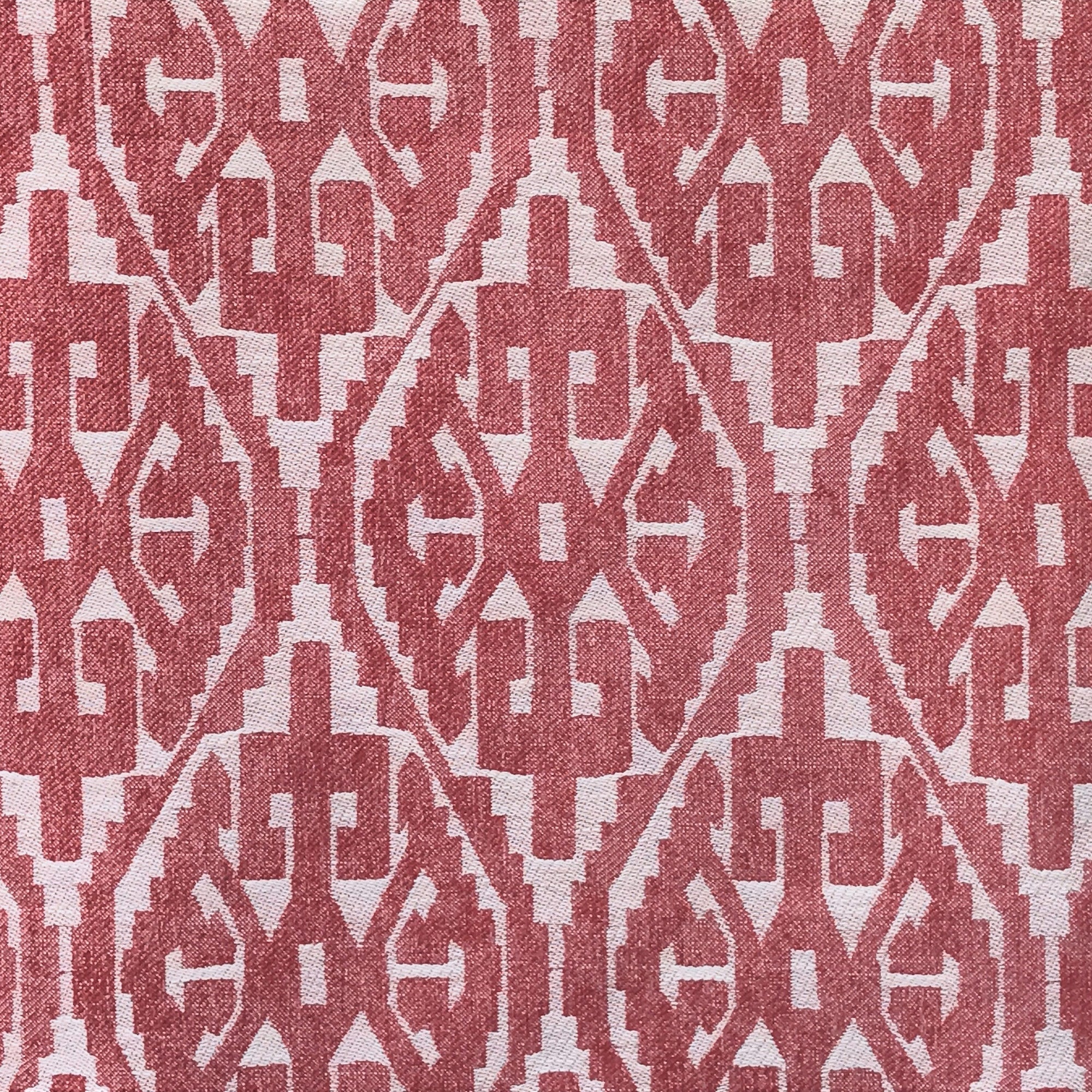 Moroccan Red And White Cototn Linen Fabric By The Yard