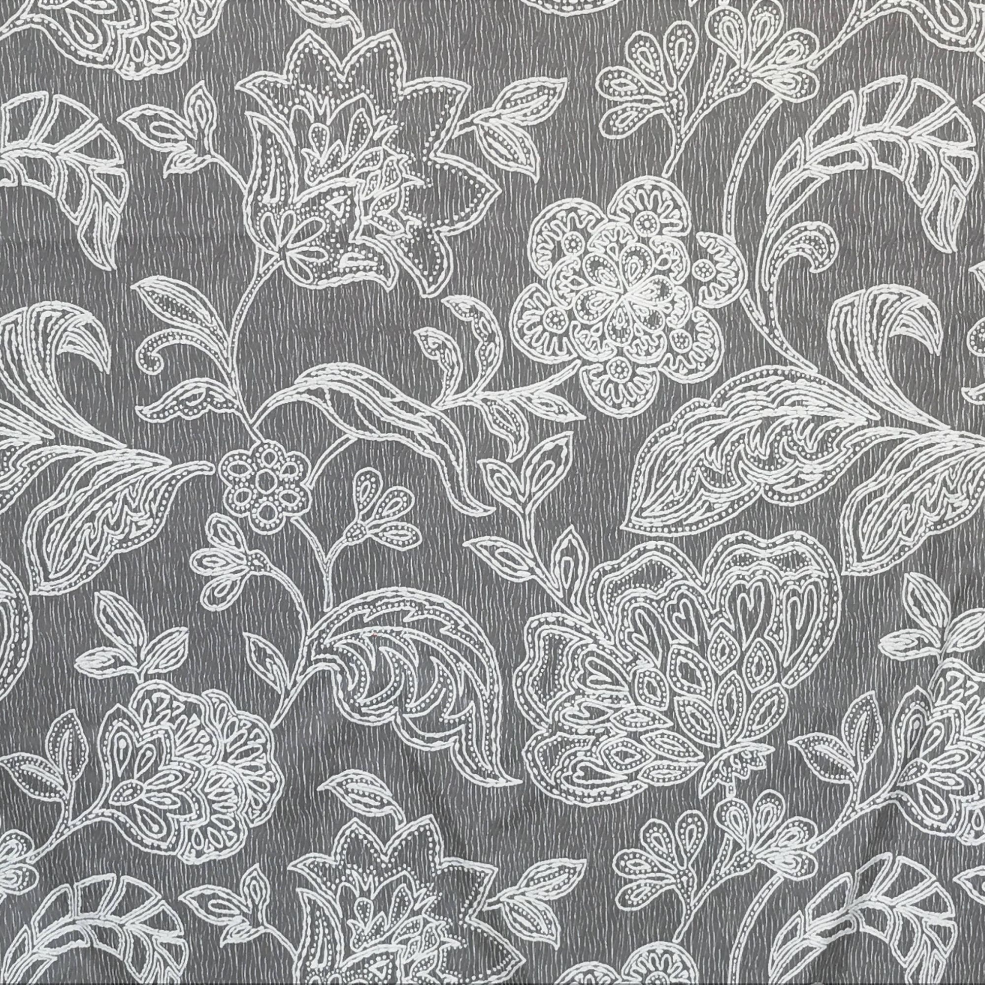 Gray And Ivory Cototn Fabric By The Yard
