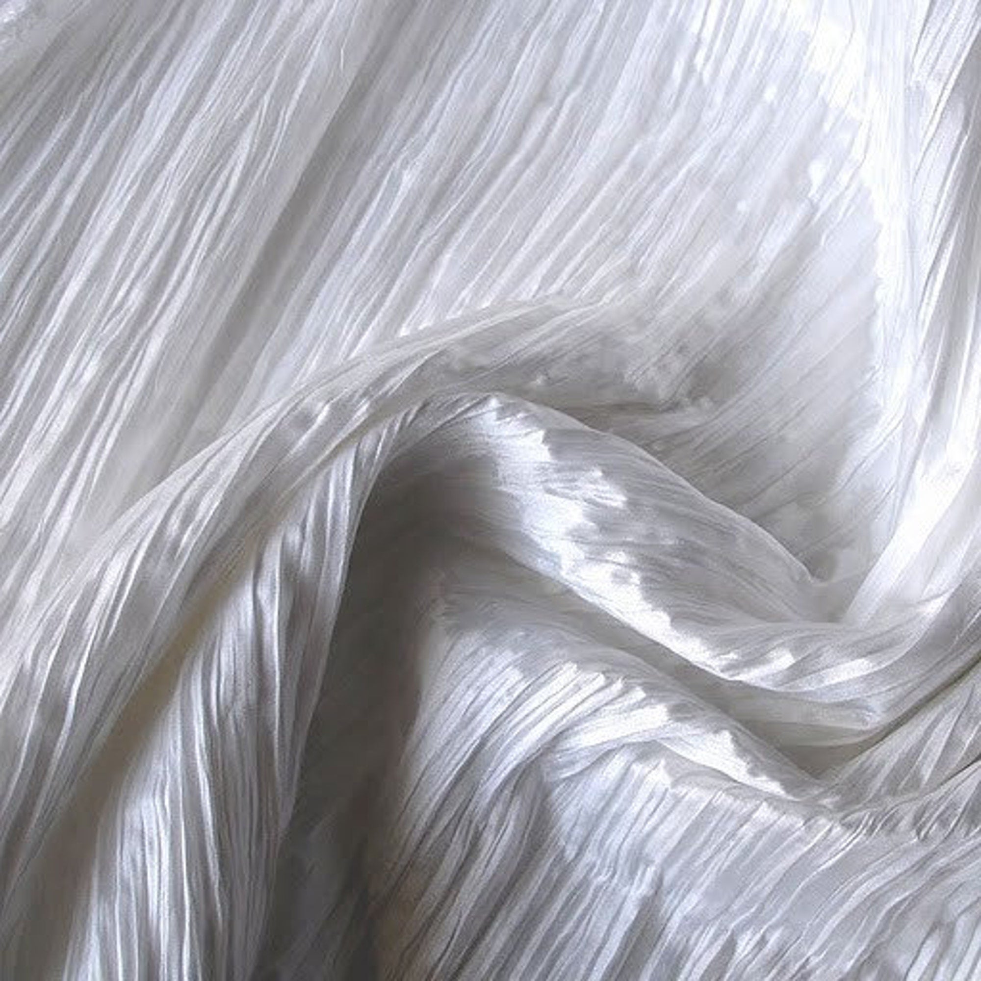 White (Crushed) Art Silk / Faux Silk Fabric By The Yard