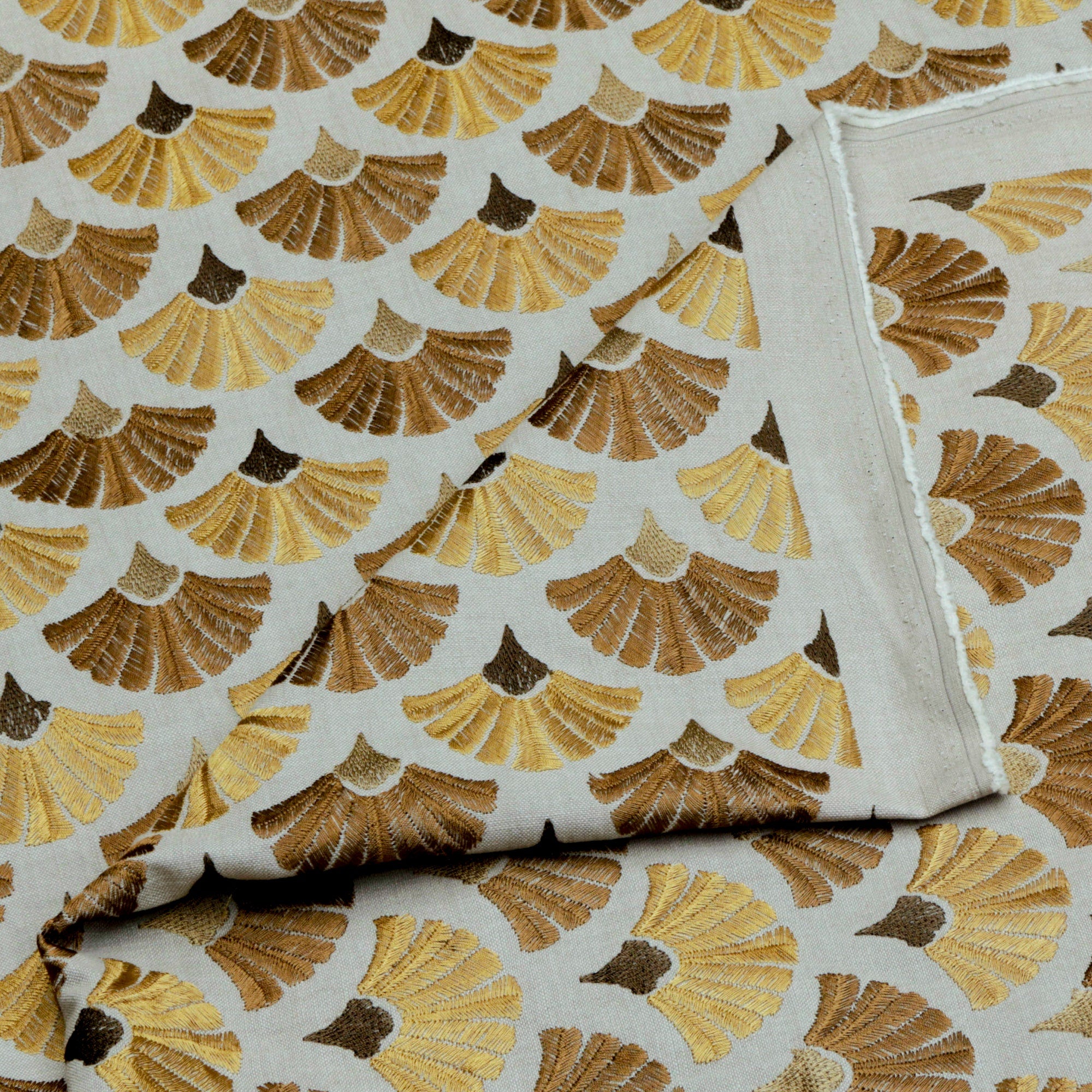 Golden And Bronze Flowers Cotton Fabric By The Yard