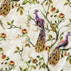 Purple Peacock Cotton Fabric By The Yard