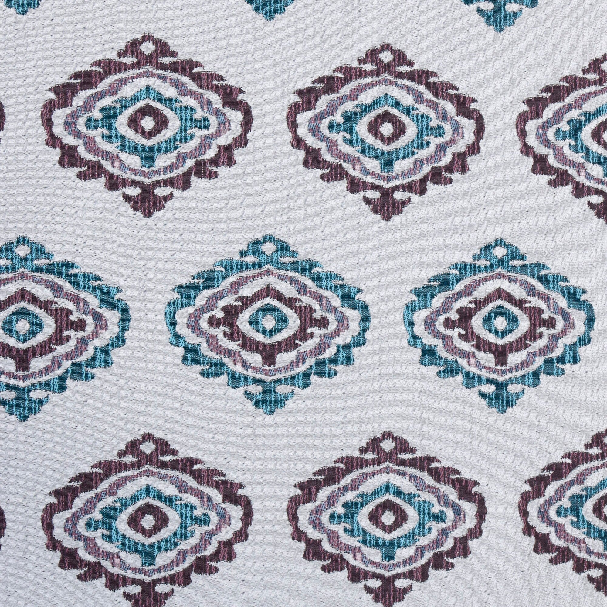 Burgundy And Teal Jacquard Fabric By The Yard