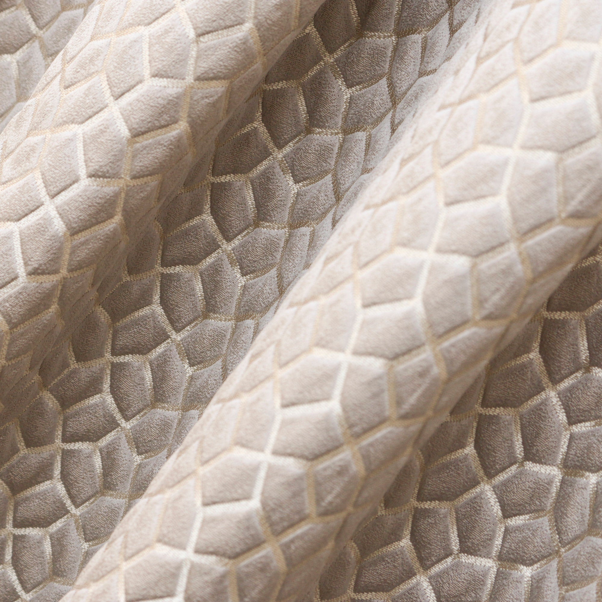 Cream Hexagon Jacquard Fabric By The Yard