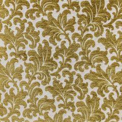 Chartreuse Flowers Jacquard Velvet Fabric By The Yard