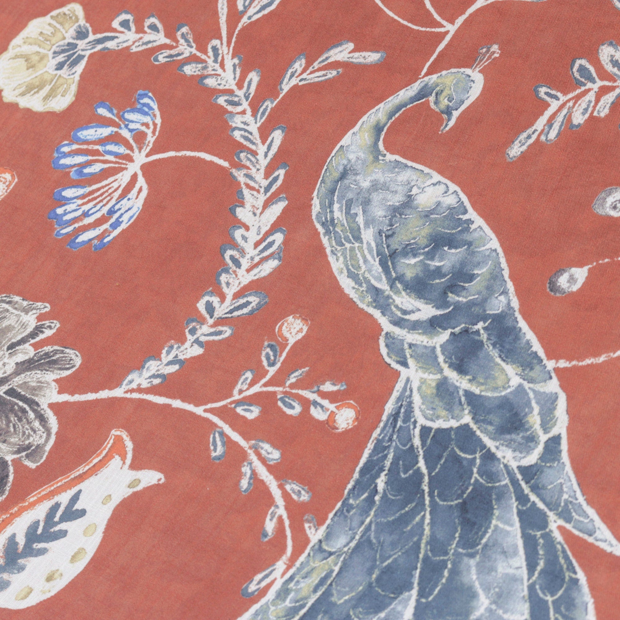 Lovely Peacocks Printed Cotton Fabric By The Yard