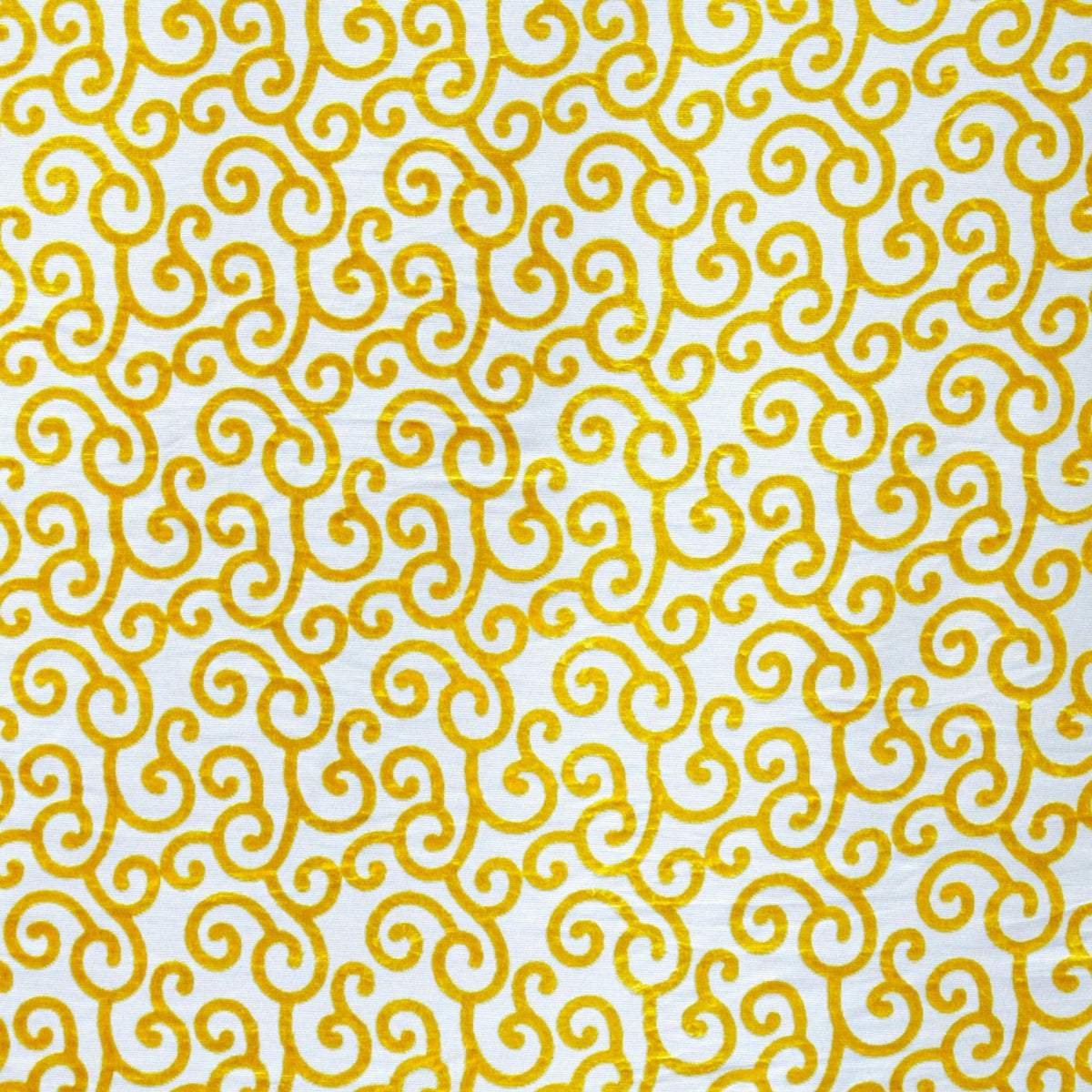 Mimosa Yellow Scrolls Poly Viscose Burnout Velvet Fabric By The Yard