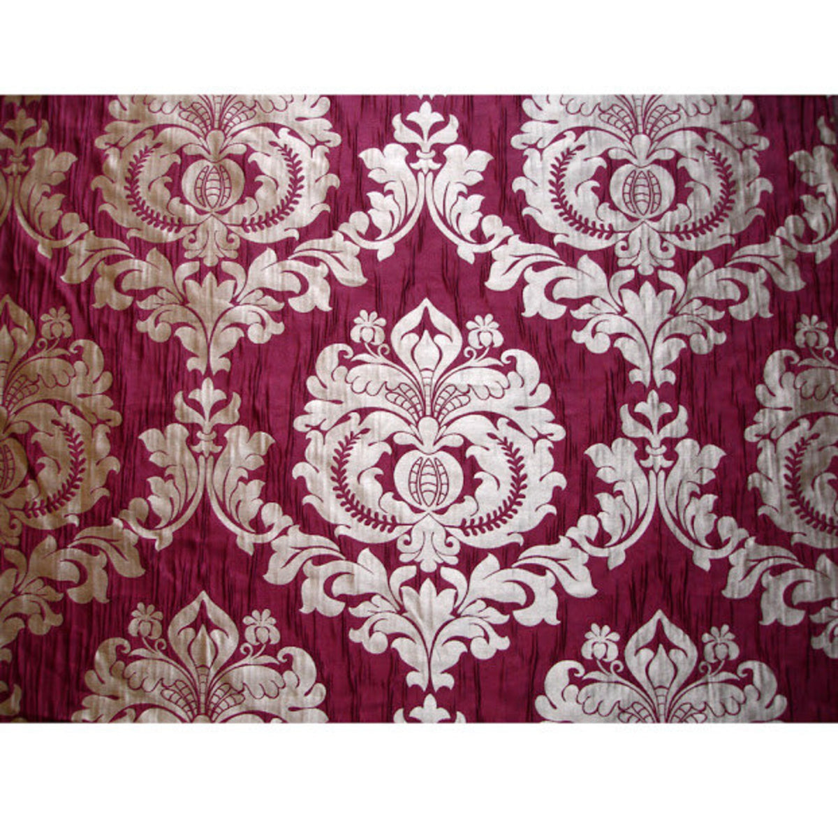 Ruby Royal Damask Jacquard Weave Fabric By The Yard