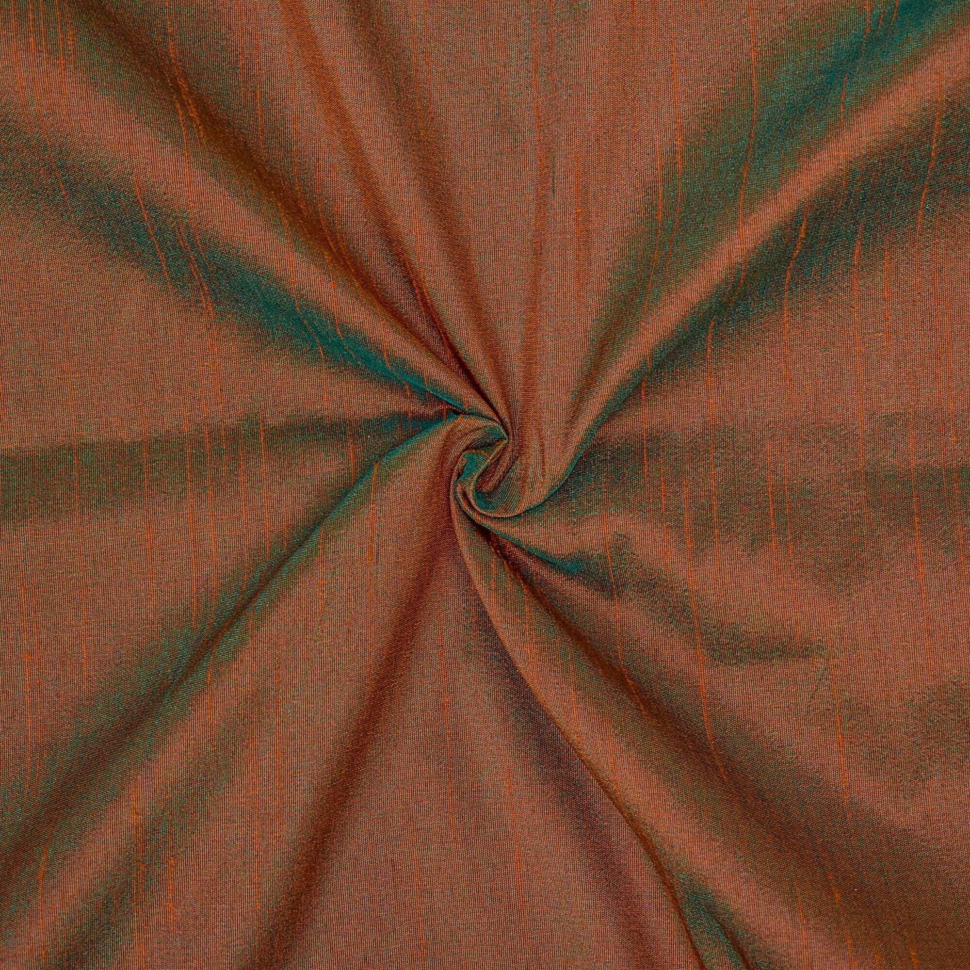 Rust And Green Faux Silk Fabric By The Yard