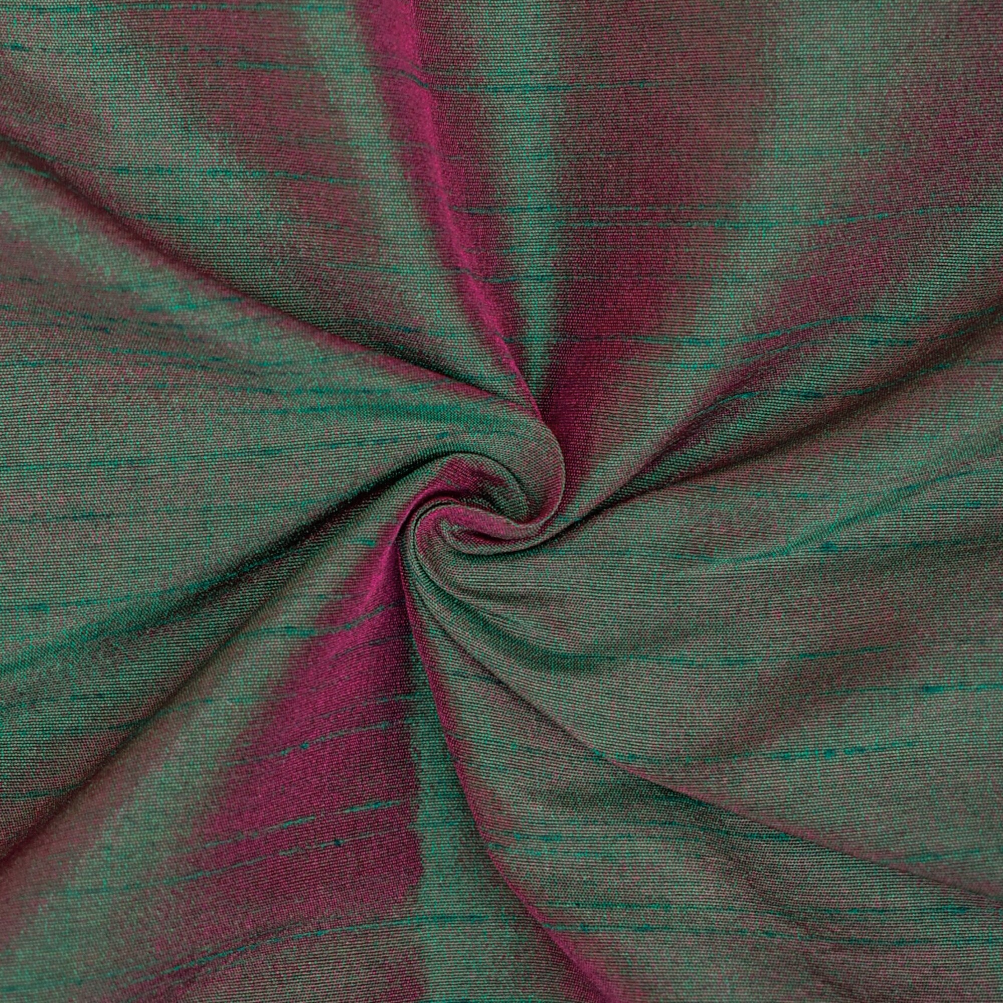 Green And Fuchsia Faux Silk Fabric By The Yard