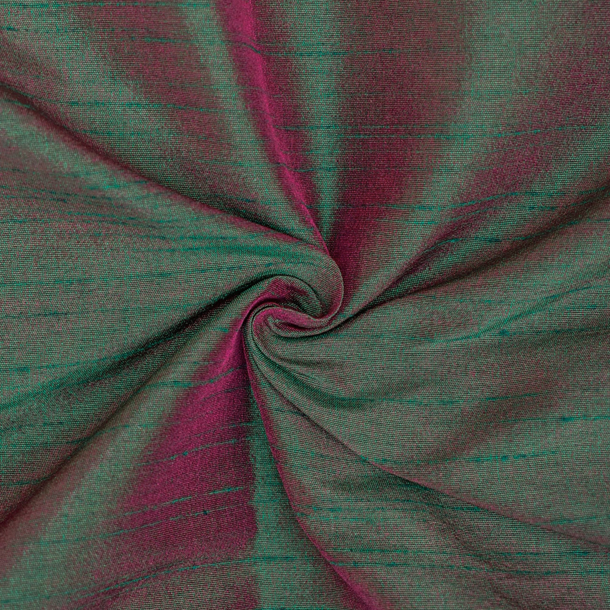 Green And Fuchsia Art Silk / Faux Silk Fabric By The Yard