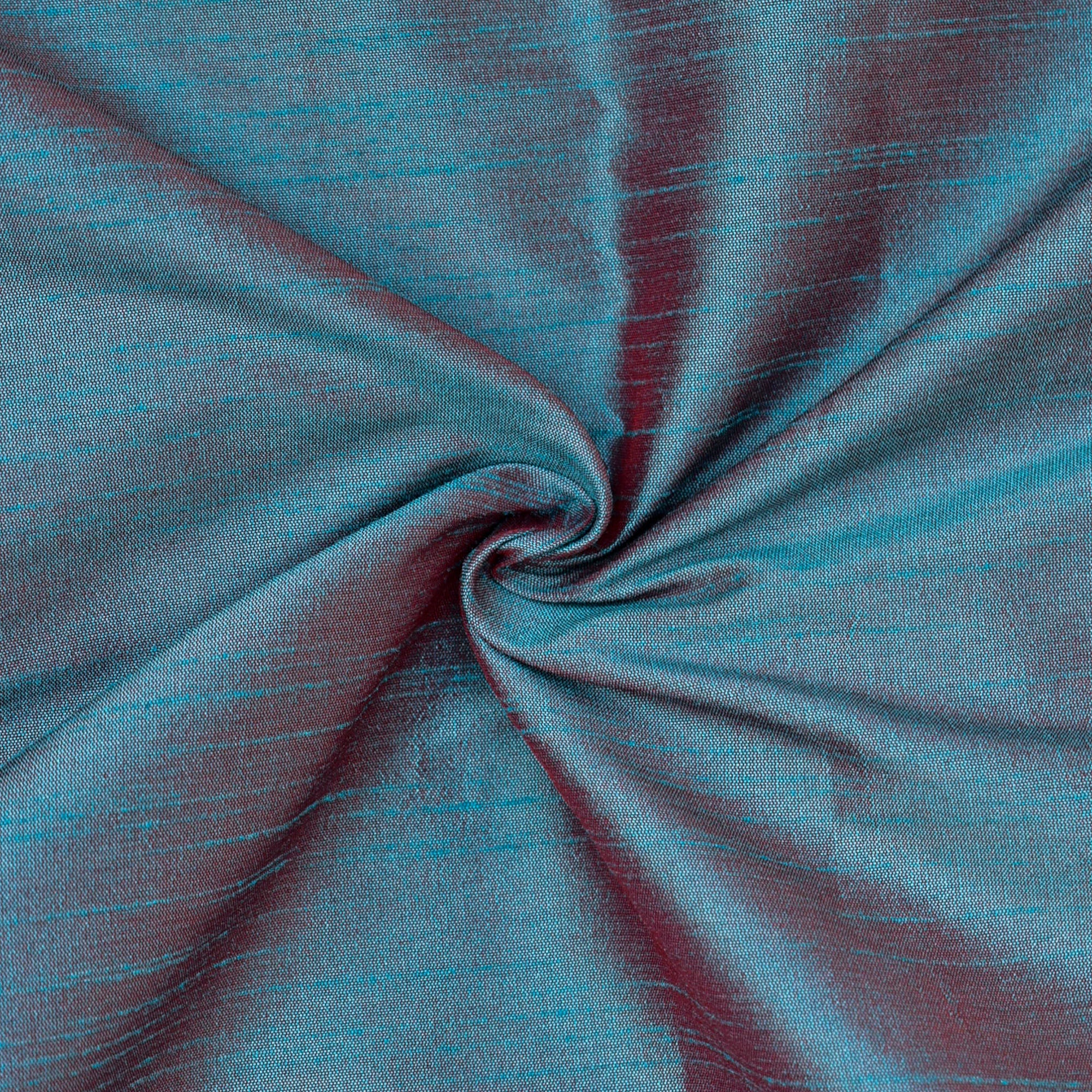 Blue And Red Faux Silk Fabric By The Yard