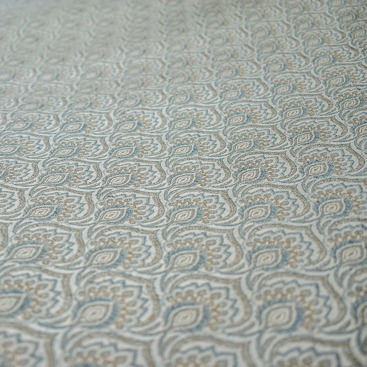 Teal & Cream Jacquard Weaved Fabric by the Yard