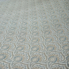Teal & Cream Jacquard Weaved Fabric by the Yard