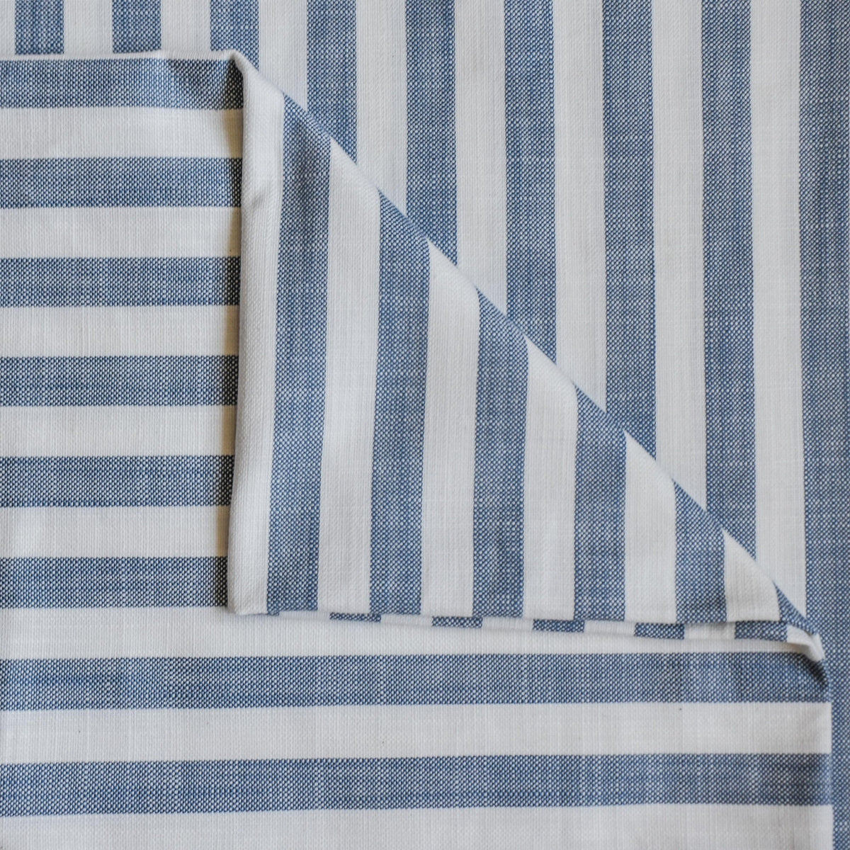 Blue Gingham Stripes Cotton Fabric