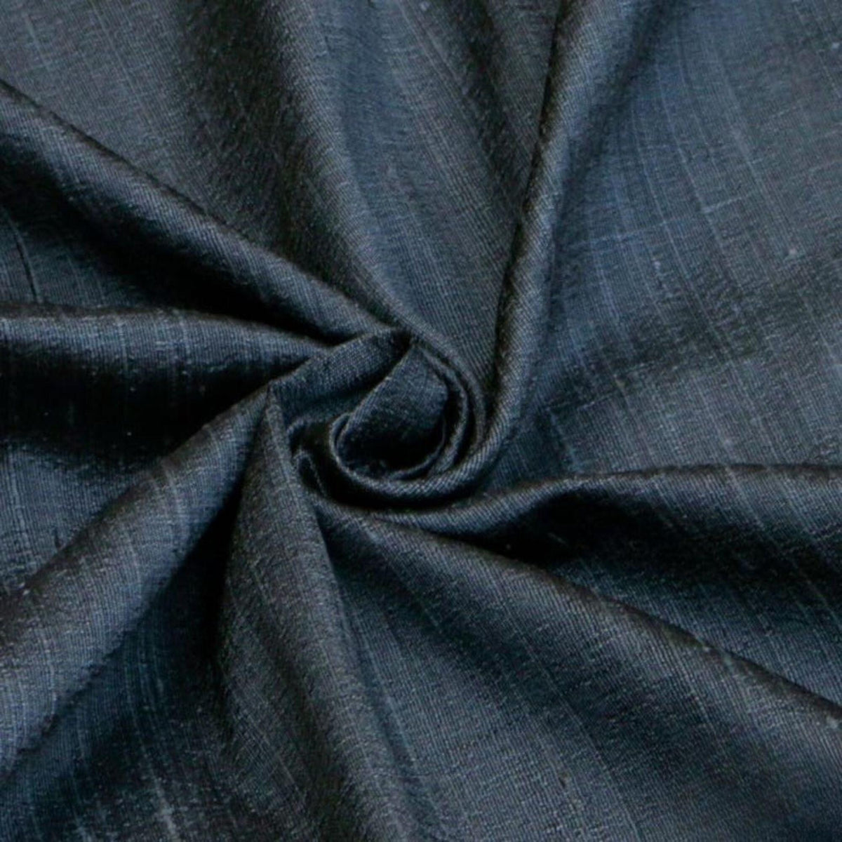 Midnight Blue Silk Dupioni Fabric By The Yard