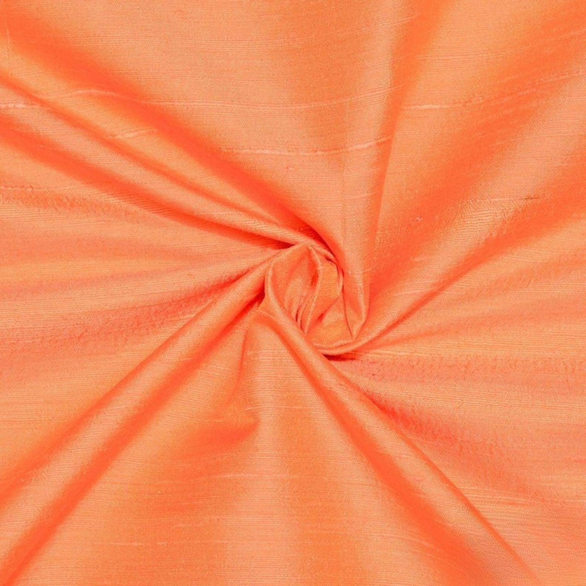 Peach Orange Silk Dupioni Fabric By The Yard