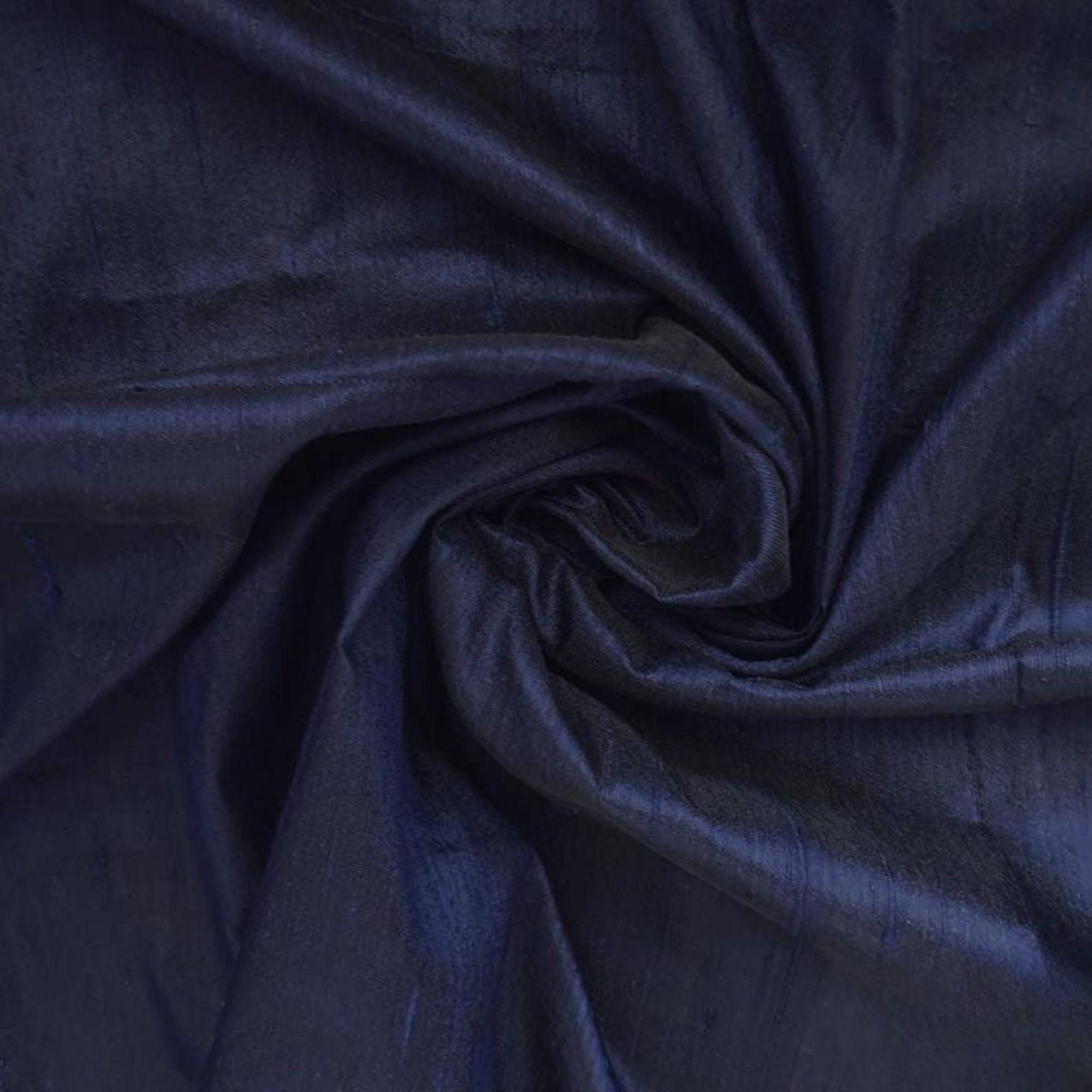 Navy Blue Silk Dupioni Fabric By The Yard