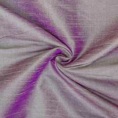 Cream & Purple Art Silk/Faux Silk Fabric by the Yard