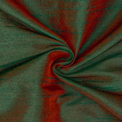 Green & Red Art Silk/Faux Silk Fabric by the Yard
