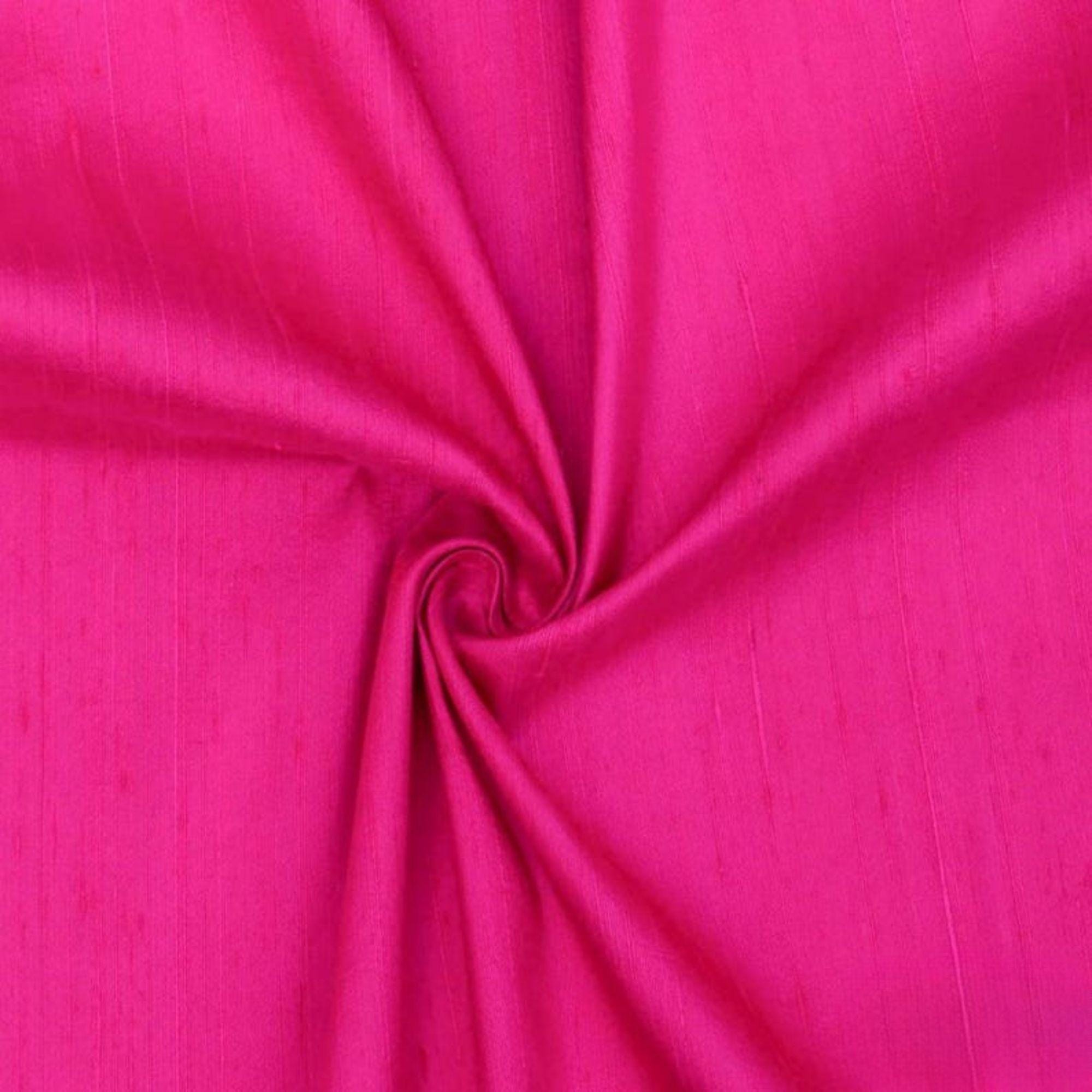 Fuchsia Pink 100% Pure Silk Fabric By The Yard