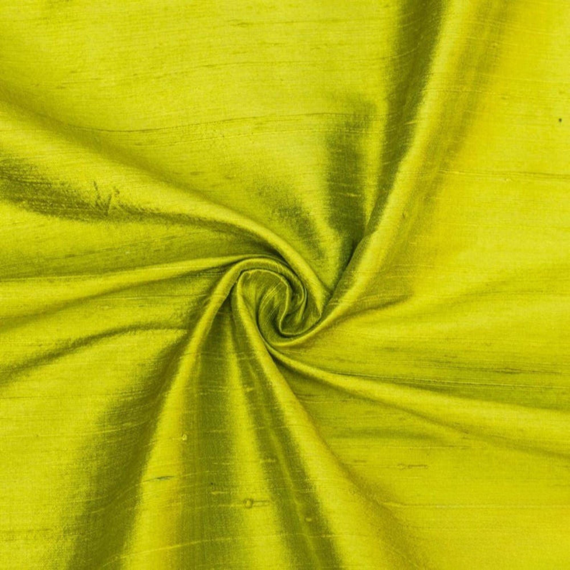 Chartreuse 100% Pure Silk Fabric By The Yard