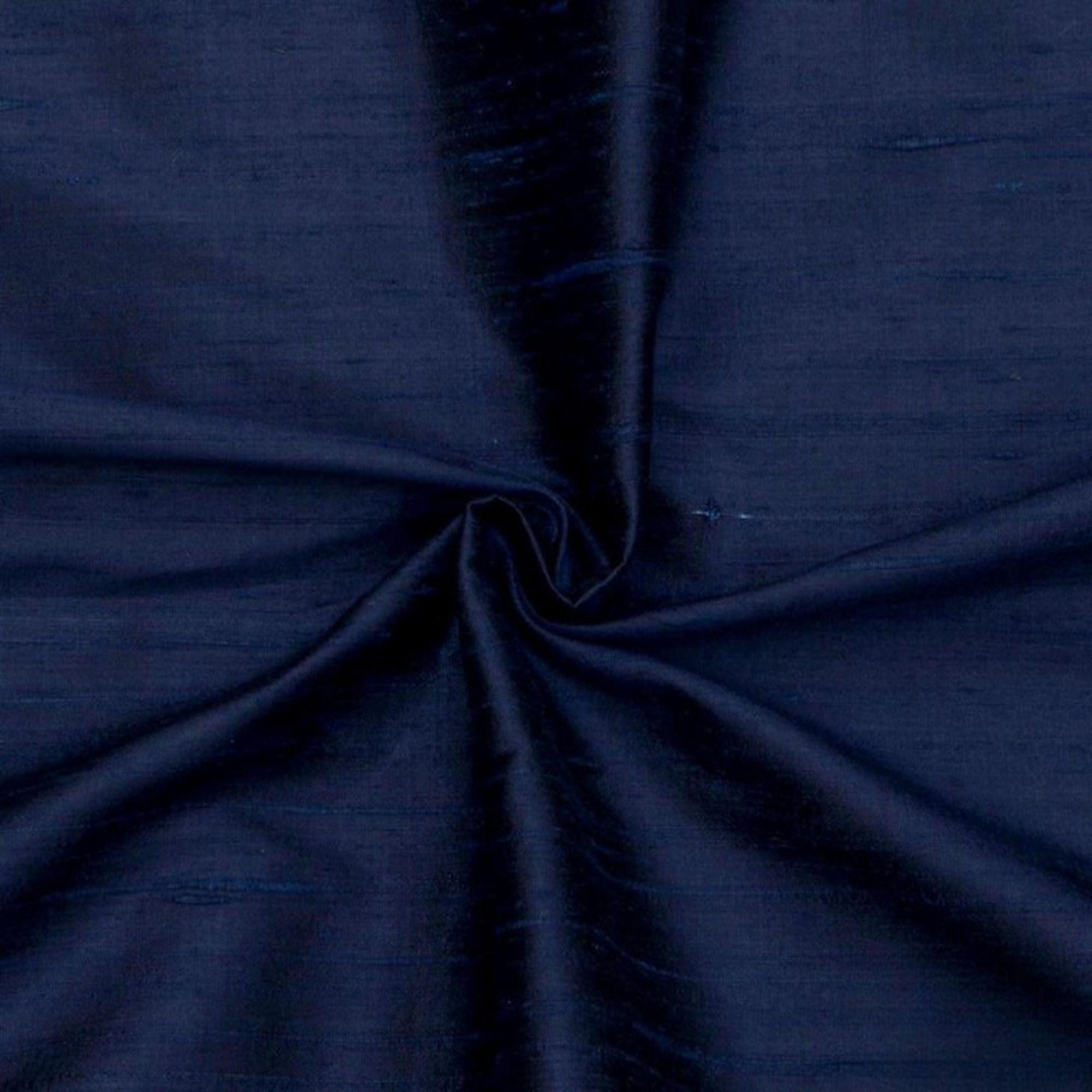 Navy Blue 100% Pure Silk Fabric By The Yard