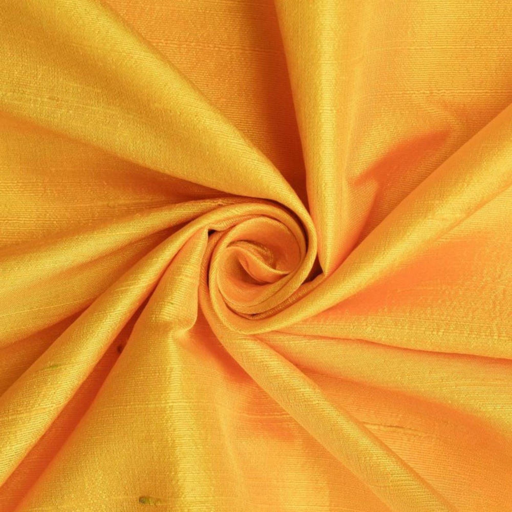 Bright Saffron Yellow Silk Dupioni Fabric By The Yard