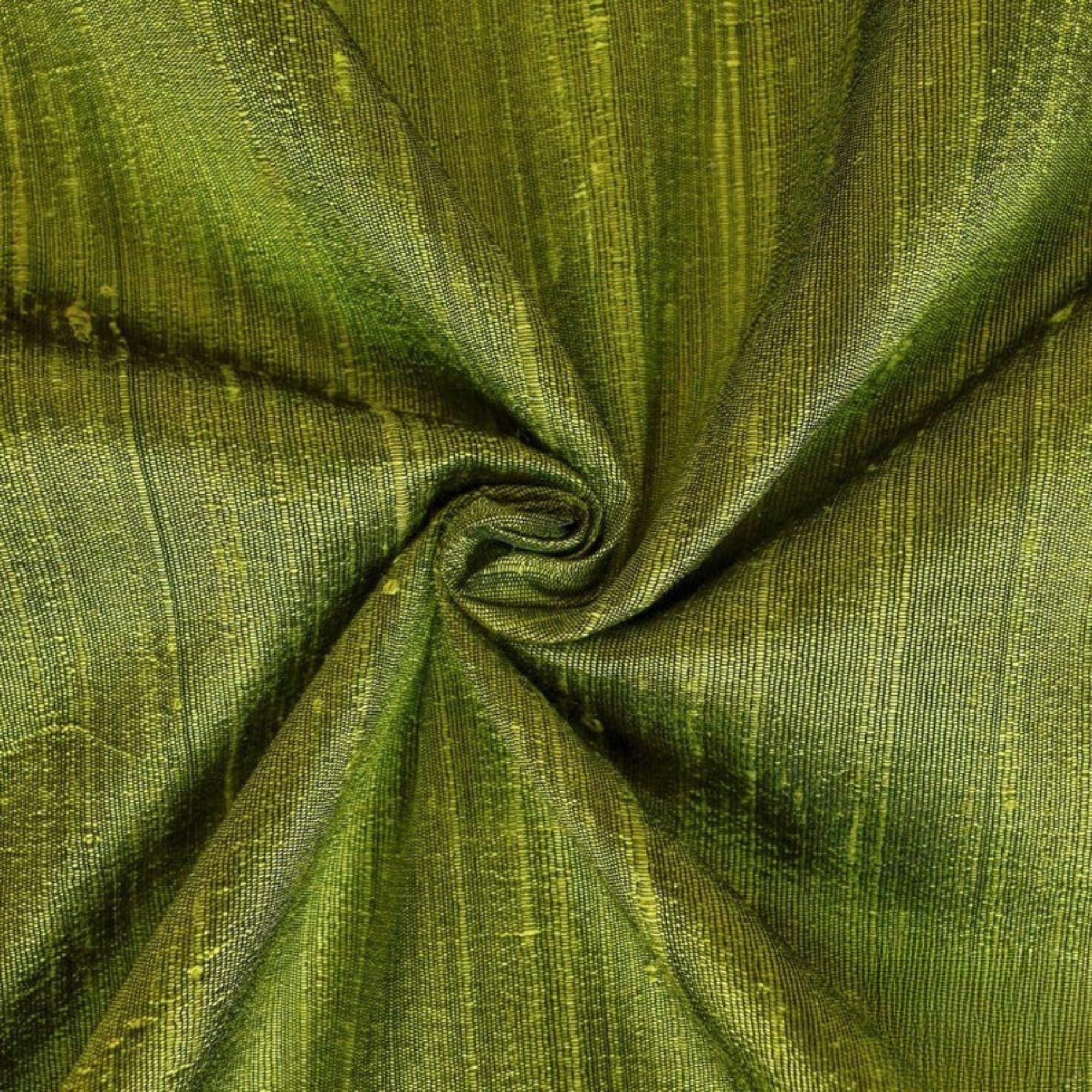 Olive Green Silk Dupioni Fabric By The Yard