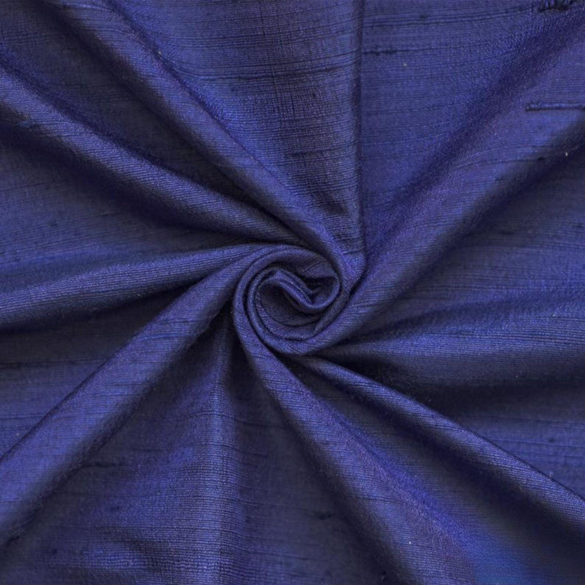 Dark Blue Silk Dupioni Fabric By The Yard