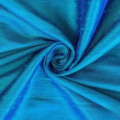 Blue, Turquoise Silk Dupioni Fabric By The Yard