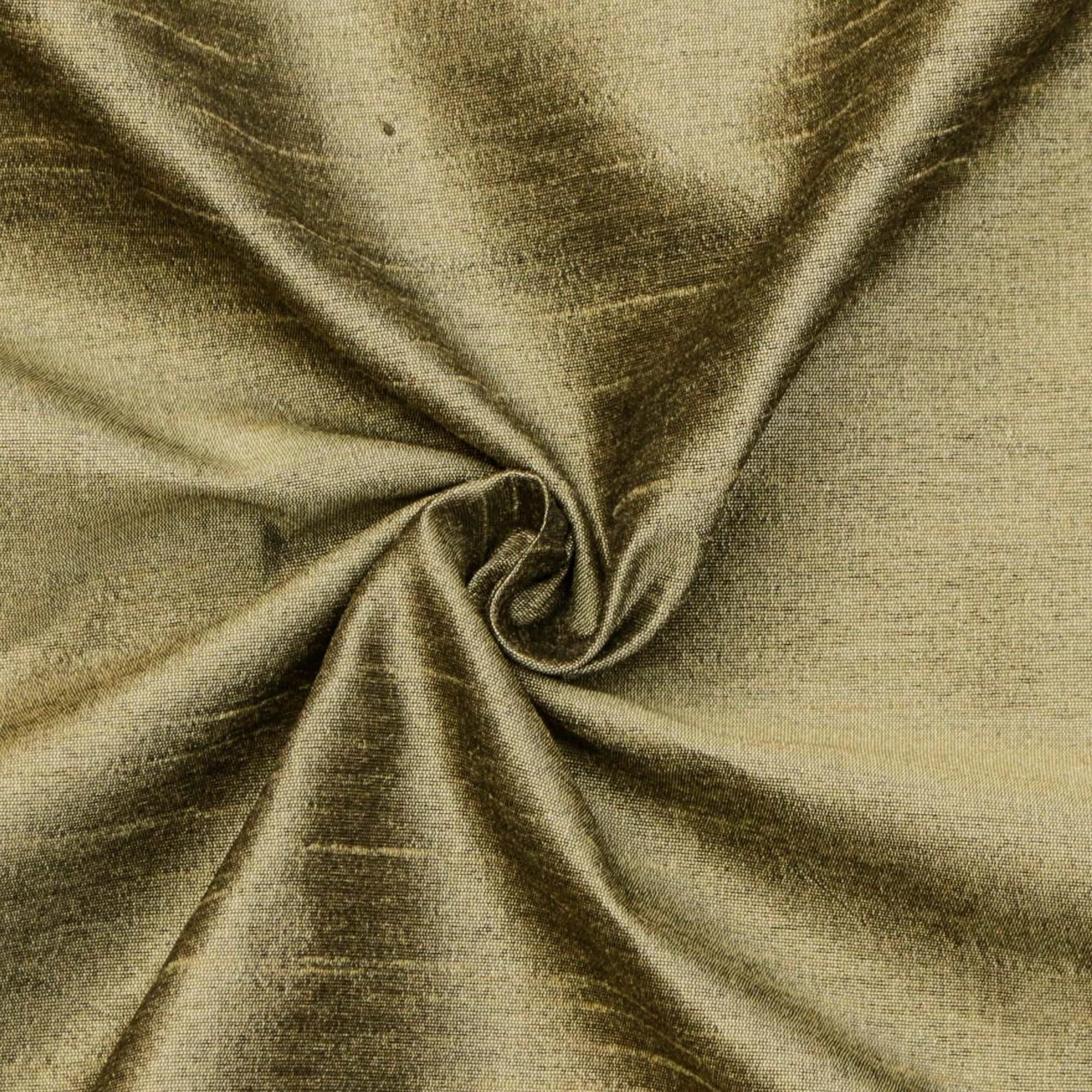 Dull Olive Green Faux Silk Fabric By The Yard