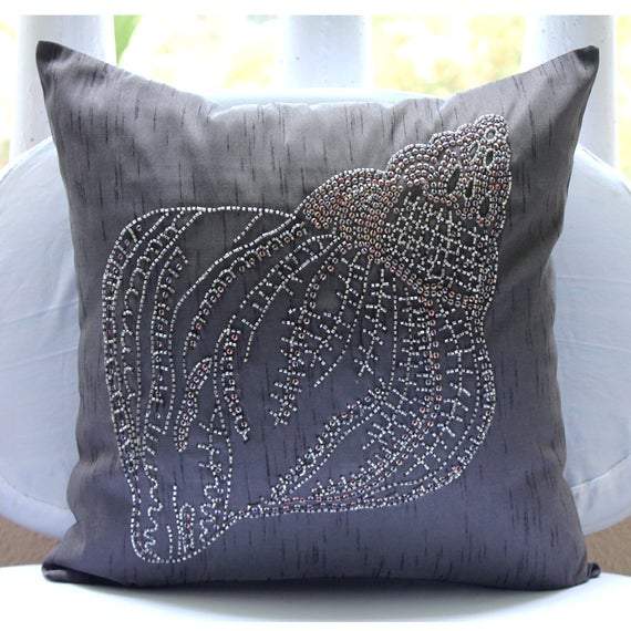 Night Sea Shell Beaded Decorative Euro Sham