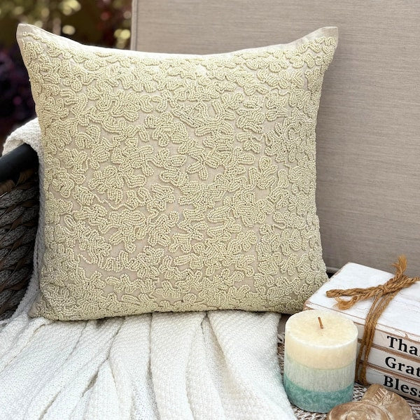 Ivory Cotton Linen Throw Pillow Cover - Ivory Dreams