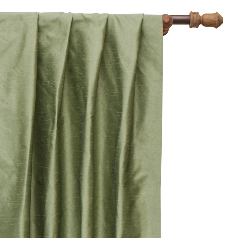 Taupe Green Art Silk Curtain Panels
