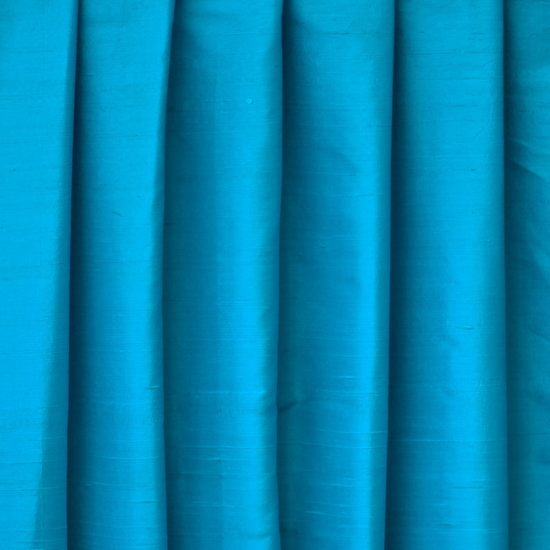 Peacock Blue Silk Dupioni Curtain Panels