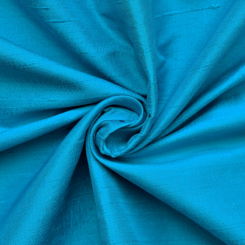 Peacock Blue Silk Dupioni Curtain Panels