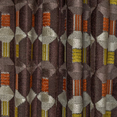 Brown Gray Jacquard Velvet Fabric