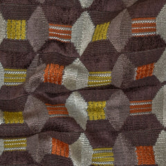 Brown Gray Jacquard Velvet Fabric